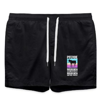 Reiten Pferdeliebhaber Reiterhof Pferde - Badeshorts - Schwarz - Vorne - AI Model Male 185 light (185cm)