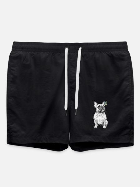 French Bulldog Butterfly Sketch - Swim Trunks - black