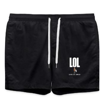 LOL Lots Of Lures Funny Angler Motif for - Swim Trunks - black - Front - AI Model Male 185 light (185cm)