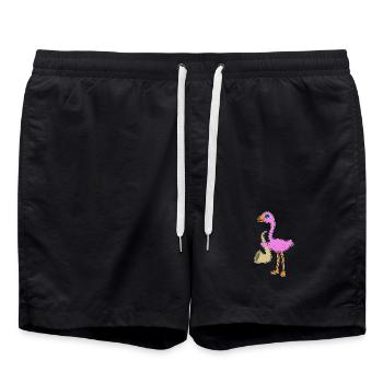 Flamingo Musiker Saxophon Musik - Badeshorts - Schwarz - Vorne - AI Model Male 185 light (185cm)