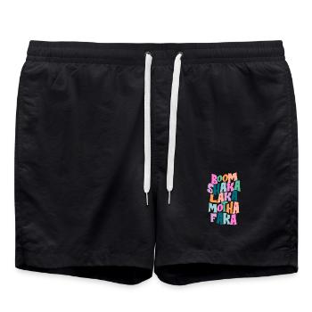Fette Farbburst-Typografie - Badeshorts - Schwarz - Vorne - AI Model Male 185 light (185cm)