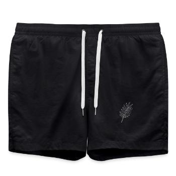 Palm Leaf Line Art Tropical - Swim Trunks - black - Front - AI Model Male 185 light (185cm)