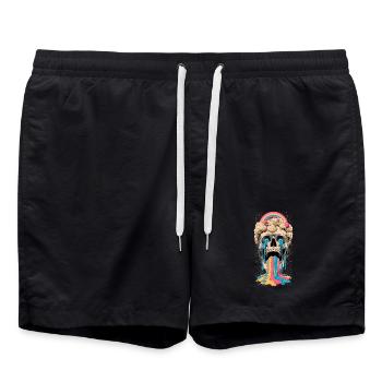 Psychedelischer Totenkopf Regenbogen - Badeshorts - Schwarz - Vorne - AI Model Male 185 light (185cm)