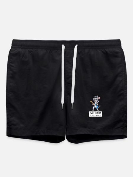 Ready to Rock First Grade – Zebra Einschulung - Badeshorts - Schwarz