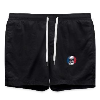 French Bulldog Frenchie with Sunglasses - Swim Trunks - black - Front - AI Model Male 185 light (185cm)