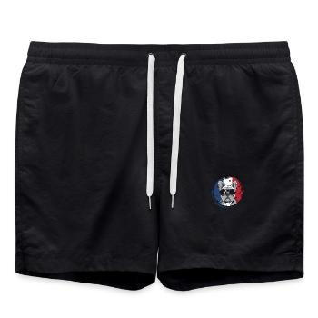 French Bulldog Frenchie with Sunglasses - Swim Trunks - black - Front - AI Model Male 185 light (185cm)