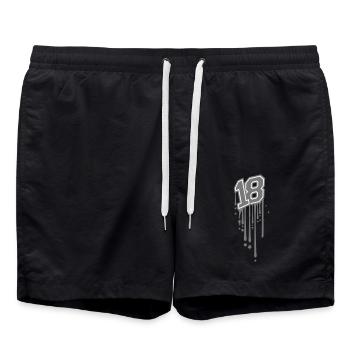 drop graffiti number 18 eighteen full neck - Swim Trunks - black - Front - AI Model Male 185 light (185cm)