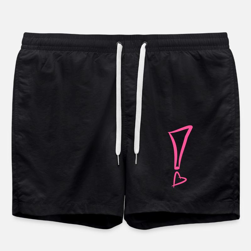 Exclamation mark with heart - Swim Trunks - black