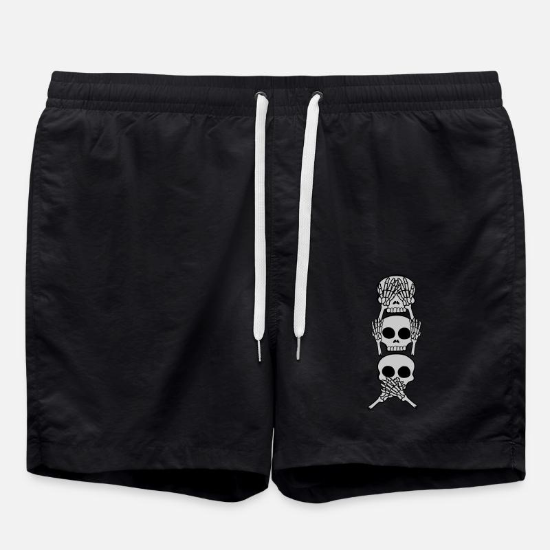 3 Skull Monkey Proverb - Swim Trunks - black