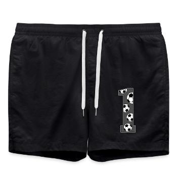 1. Geburtstag Fußball grau - Badeshorts - Schwarz - Vorne - AI Model Male 185 light (185cm)