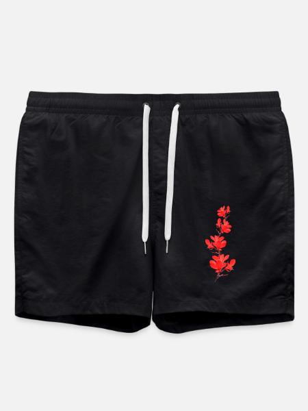 Blumenrohr rote Blumen - Badeshorts - Schwarz
