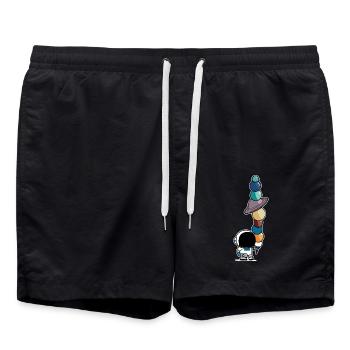 Astronaut mit Sonnensystem Planeten Eis Astronomie - Badeshorts - Schwarz - Vorne - AI Model Male 185 light (185cm)
