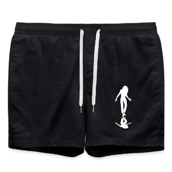 DJ Party Frau Tanzt Schatten Spiegelung Silhouette - Badeshorts - Schwarz - Vorne - AI Model Male 185 light (185cm)