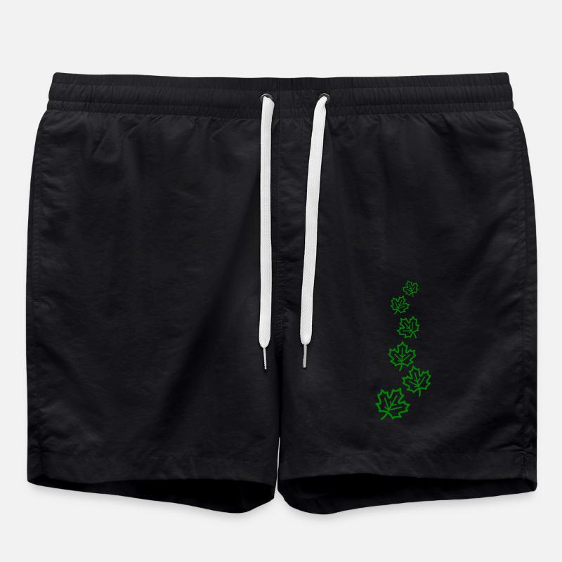 Maple Leaf Leaves Autumn Icon - Swim Trunks - black