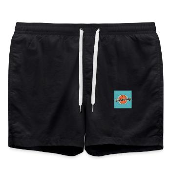 Orange and Dark Gray Retro Apparel eishockey - Badeshorts - Schwarz - Vorne - AI Model Male 185 light (185cm)