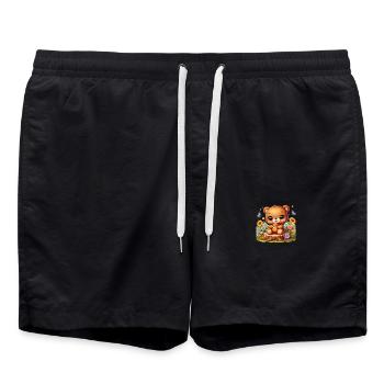 Ourson Cartoon 3 - Short de bain - noir - Devant - AI Model Male 185 light (185cm)