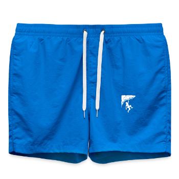 Mann beim Freiklettern am Überhang Felsen - Badeshorts - Cobalt blue - Vorne