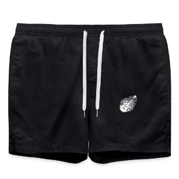 Gitarre mit fliegenden Musik Noten - Badeshorts - Schwarz - Vorne - AI Model Male 185 light (185cm)