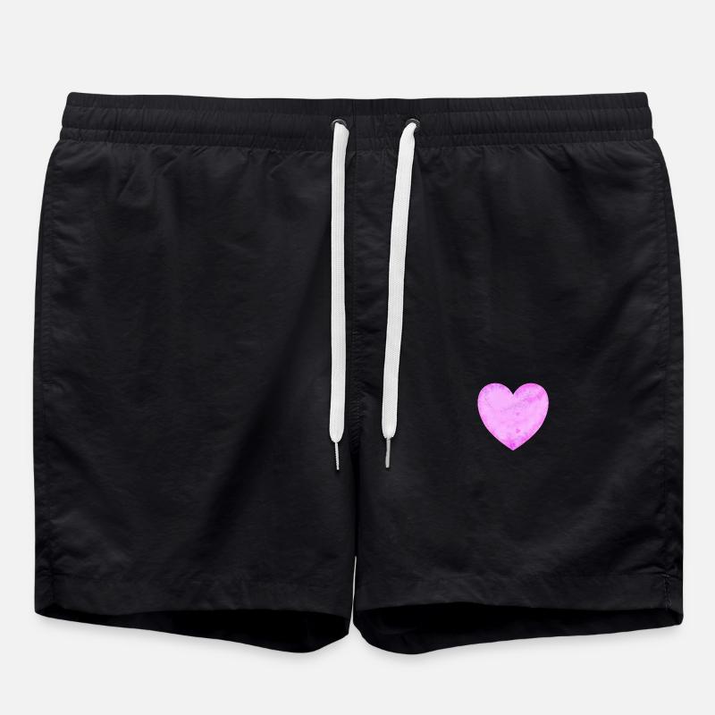 rosa Herz - Badeshorts - Schwarz