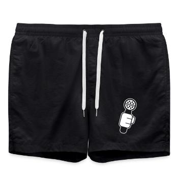 Microphone Check Hip-Hop Design | Rap Mic DJ  - Badeshorts - Schwarz - Vorne - AI Model Male 185 light (185cm)