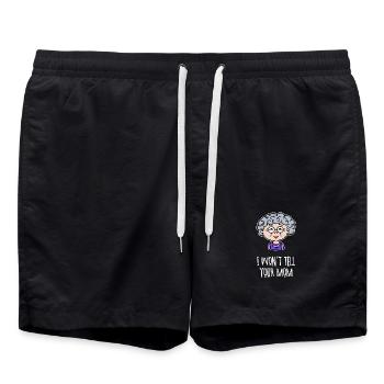 Großmutter Oma Alte Frau Brille Lustig Statement - Badeshorts - Schwarz - Vorne - AI Model Male 185 light (185cm)
