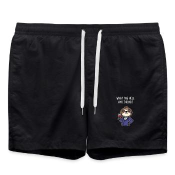 Chilling Animal Relax Sloth Statement Mammal - Short de bain - noir - Devant - AI Model Male 185 light (185cm)