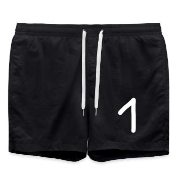 1 Nummer eins Zahl weiß Geburtstag - Badeshorts - Schwarz - Vorne - AI Model Male 185 light (185cm)