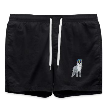 Wolf Polizist Sonnenbrille Polizei - Badeshorts - Schwarz - Vorne - AI Model Male 185 light (185cm)