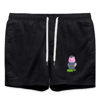 Cochon Policier Police - Short de bain - noir - Devant - AI Model Male 185 light (185cm)