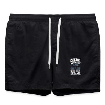Chicago : ambiance de ville venteuse, rêves profonds - Short de bain - noir - Devant - AI Model Male 185 light (185cm)
