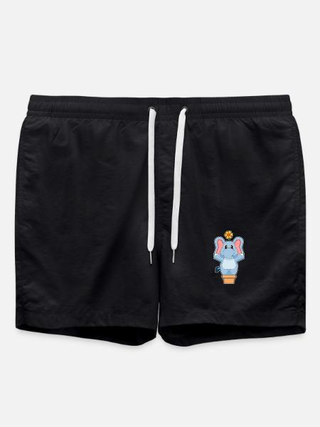 Elephant Flower - Swim Trunks - black