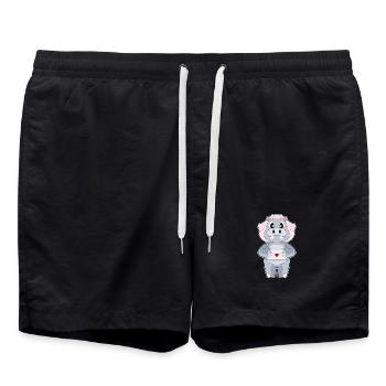 Hippopotamus Bridal Letter Wedding - Swim Trunks - black - Front - AI Model Male 185 light (185cm)