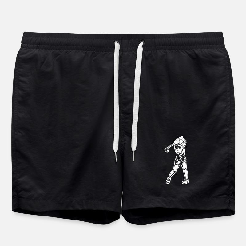 Golfer Sketch - Swim Trunks - black