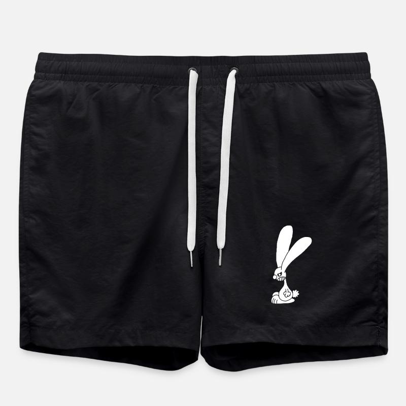 Grumpy White Rabbit - Swim Trunks - black