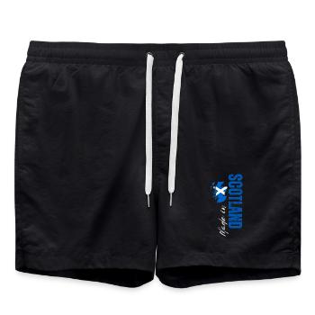 Made in Scotland, vertical design - Swim Trunks - black - Front - AI Model Male 185 light (185cm)