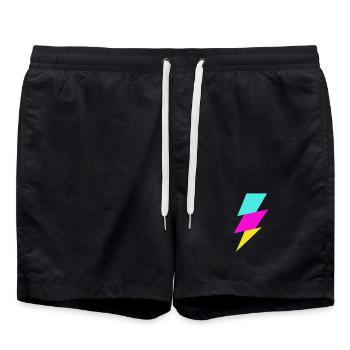 Rayon abstrait aux couleurs néon - Short de bain - noir - Devant - AI Model Male 185 light (185cm)