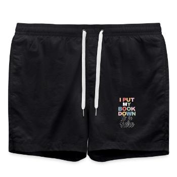 Lecture de citation de lecteur de livre drôle - Short de bain - noir - Devant - AI Model Male 185 light (185cm)