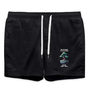 Respawn Location: Here and Now | Mindfulness, Zen - Swim Trunks - black - Front - AI Model Male 185 light (185cm)