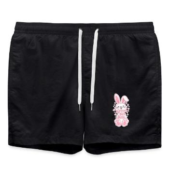 Little Easter Bunny in Pink - Swim Trunks - black - Front - AI Model Male 185 light (185cm)