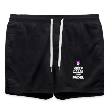 KEEP CALM AND PADEL! SMASH IT PADEL FANS UND SPORT - Badeshorts - Schwarz - Vorne - AI Model Male 185 light (185cm)