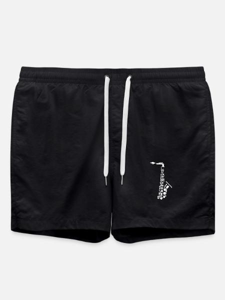 Saxophone Pixel Art - Swim Trunks - black