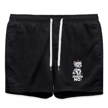 Before You Ask West highland terrier Westie  - Badeshorts - Schwarz - Vorne - AI Model Male 185 light (185cm)