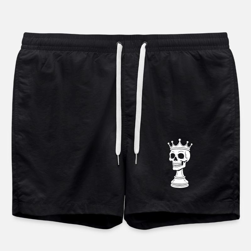 Chess King Skeleton Design - Swim Trunks - black