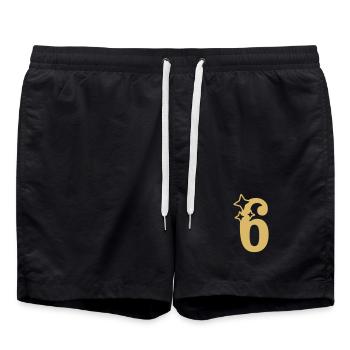 6 Jahre Jubiläum 6. Geburtstag Sternchen - Badeshorts - Schwarz - Vorne - AI Model Male 185 light (185cm)
