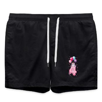 4 Years Girl Cute Unicorn 4th Birthday - Swim Trunks - black - Front - AI Model Male 185 light (185cm)