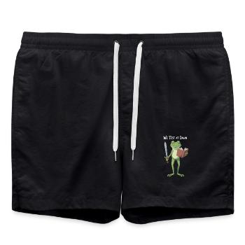 Dawn Quest Frosch mit Buch - Badeshorts - Schwarz - Vorne - AI Model Male 185 light (185cm)