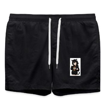 Katzenmodus Hoodieheldin - Badeshorts - Schwarz - Vorne - AI Model Male 185 light (185cm)