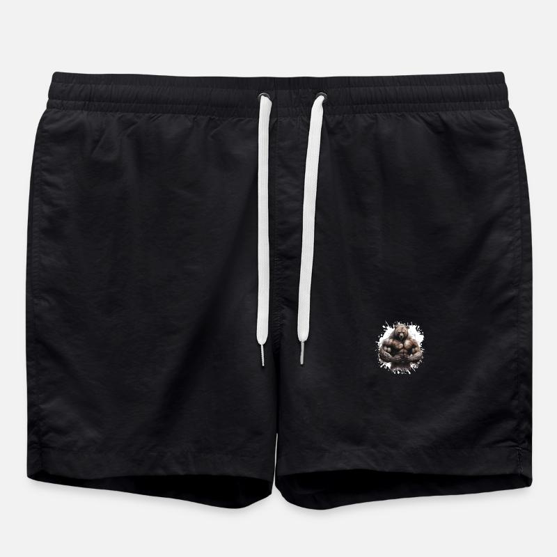 Grizzly Bear Muscles - Swim Trunks - black