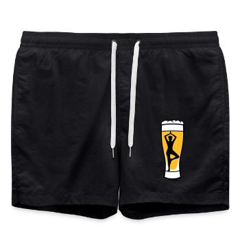 bier glas alkohol party saufen trinken durst feier - Badeshorts - Schwarz - Vorne - AI Model Male 185 light (185cm)