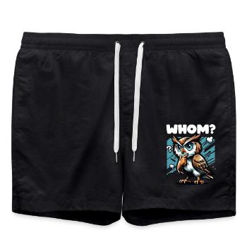 Lustige Eule Whom Humor - Badeshorts - Schwarz - Vorne - AI Model Male 185 light (185cm)